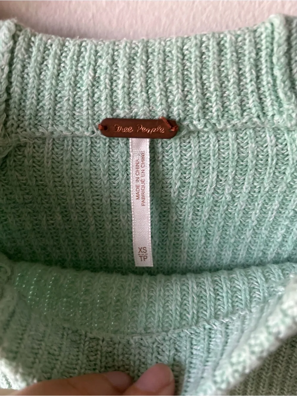 Free People Mint Green Ribbed Turtleneck Sweater